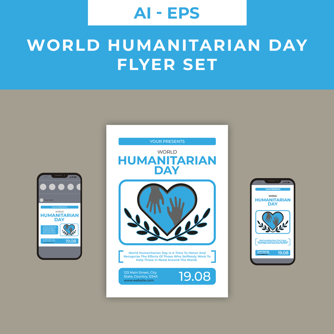 World Humanitarian Day Flyer Set cover image.
