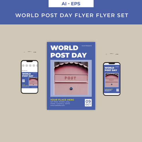 World Post Day Flyer Set Design cover image.