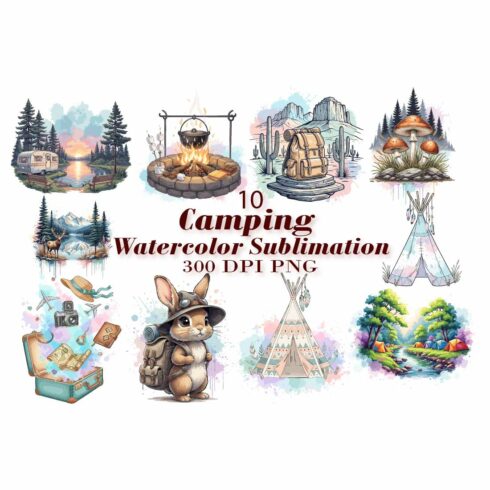 Watercolor Sublimation Camping Bundle cover image.