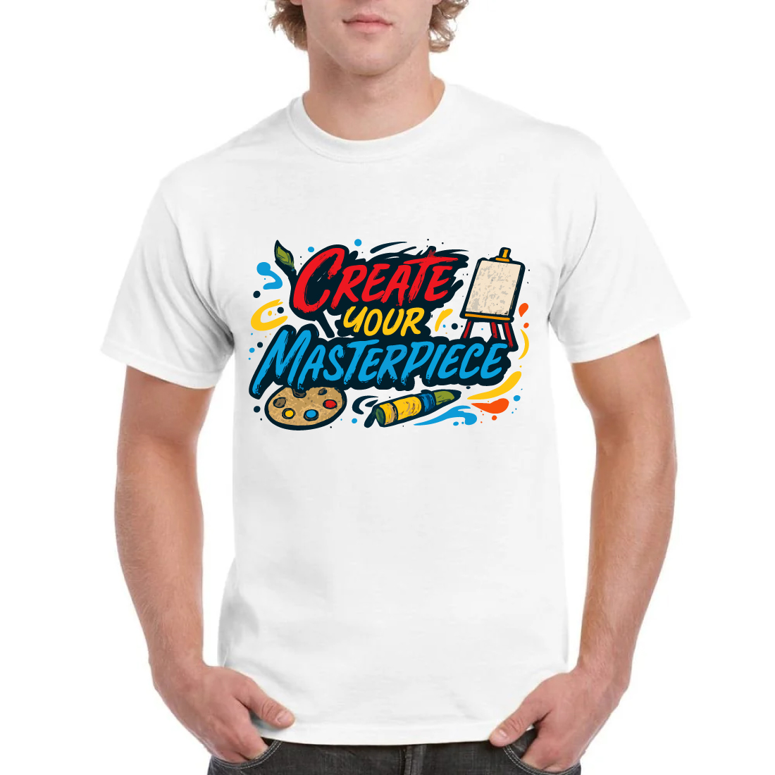 Create Your Masterpiece Art Paint Brush T-Shirt cover image.
