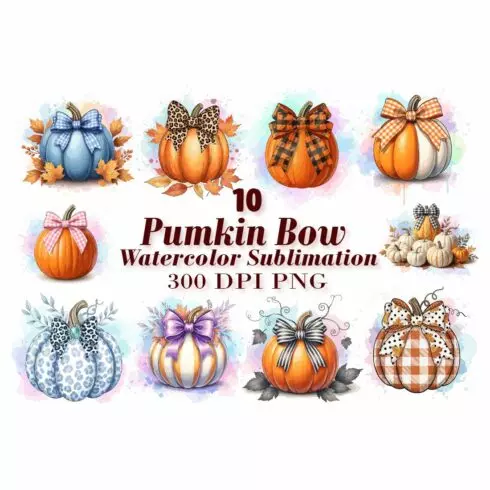 Pumpkin Bow Watercolor Sublimation cover image.