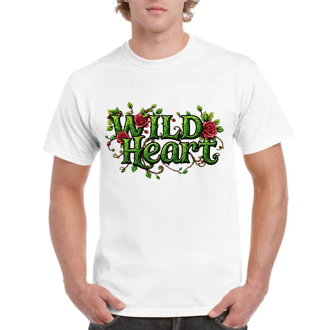 Wild Heart Rose T-Shirt Floral Vine Design Tee cover image.