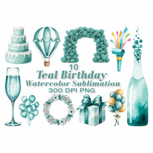 Teal Birthday PNG Sublimation cover image.