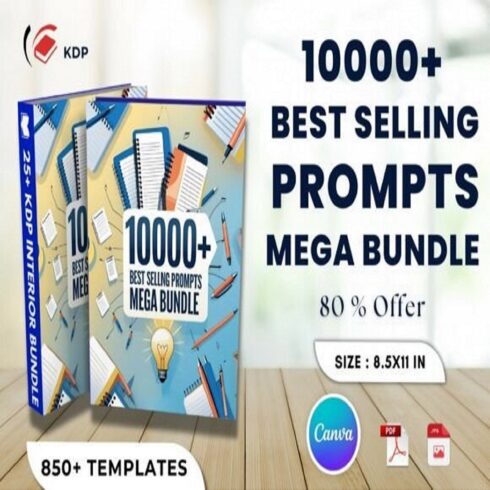 10000+ Best Selling Prompts Mega Bundle cover image.