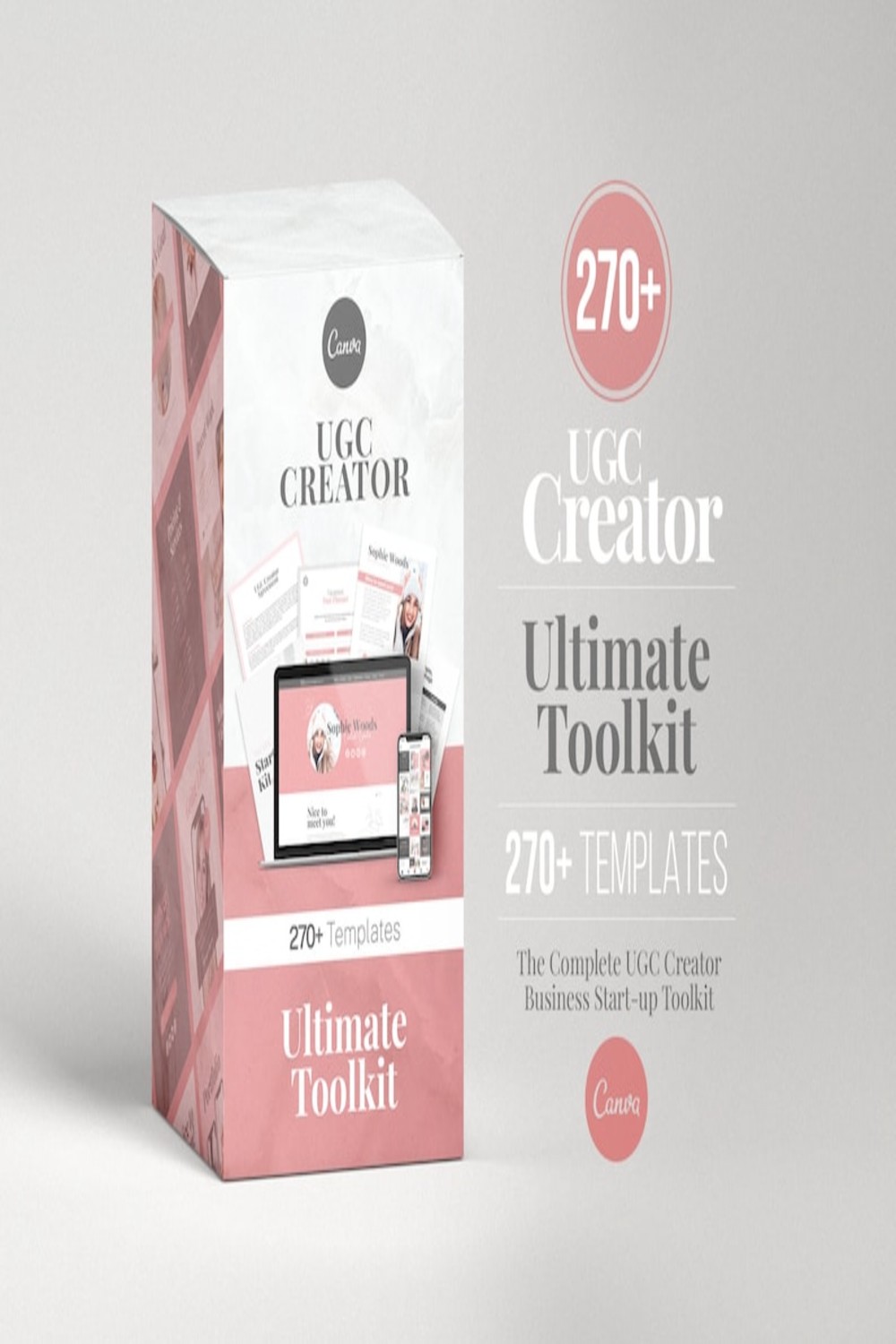 UGC Creator Ultimate Toolkit, Portfolio Template, Influencer Contract Template, Media Kit, Social Media Trackers, Instagram Content Prompts Digital pinterest preview image.