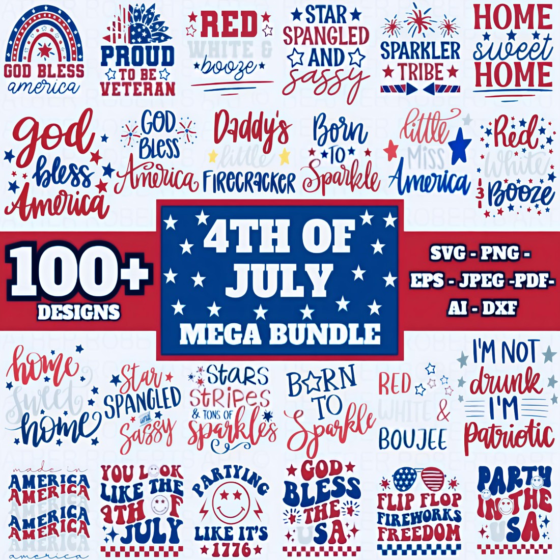 4th of July Mega Bundle, Independence Day SVG, 100+ Designs, Heather Roberts Art Bundle,America svg,USA Flag svg,Cut Files Cricut,Silhouette Digital Download cover image.