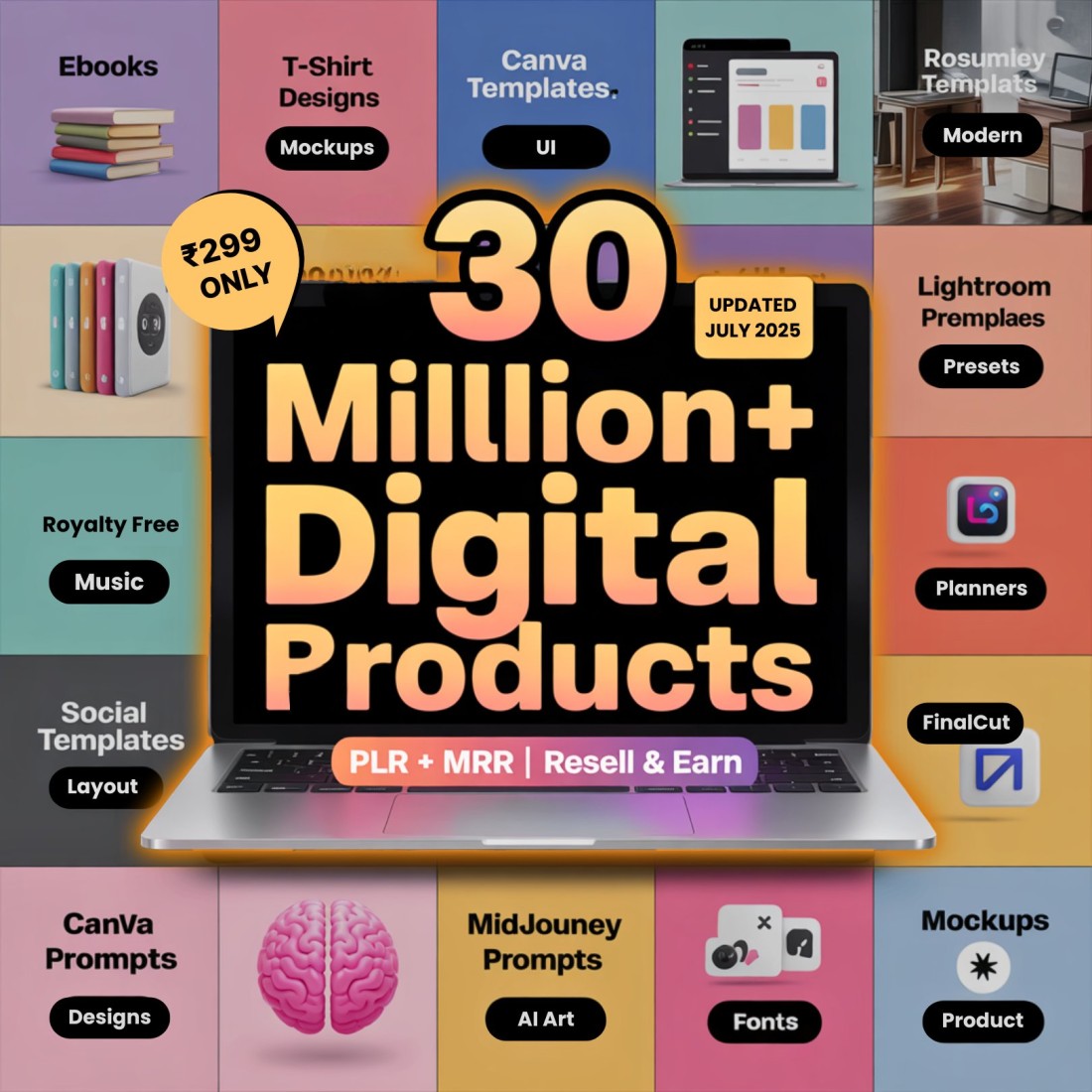 30 Million+ Resell Digital Products Bundle (PLR + MRR) cover image.