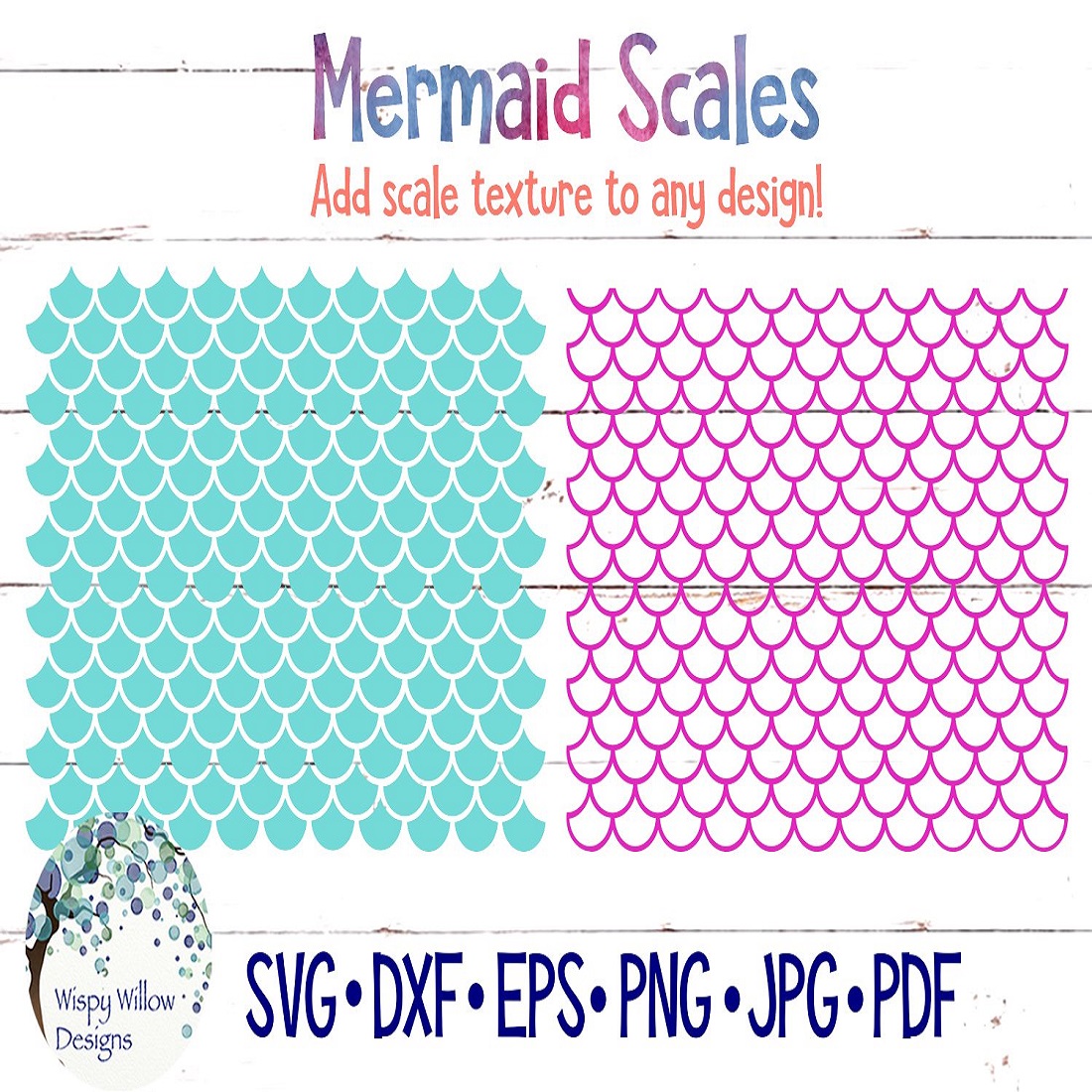 Mermaid Scales SVG Bundle Two Scale Print Files preview image.