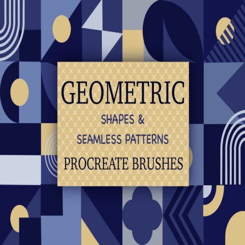 Geometric brush shapes, basic shapes, rainbow, seamless cover image.