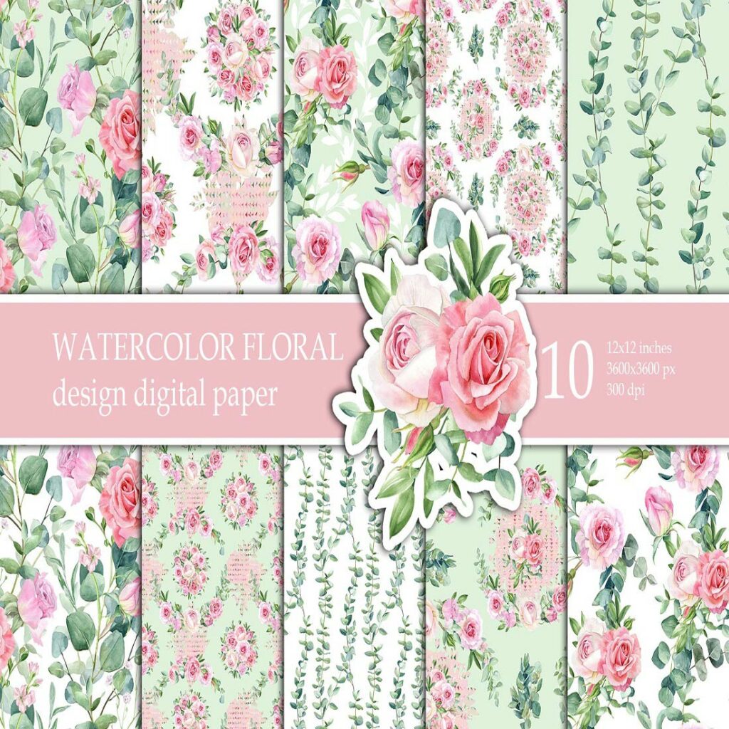 Shabby Shic Floral Seamless Pattern Pink Roses Digital Paper ...