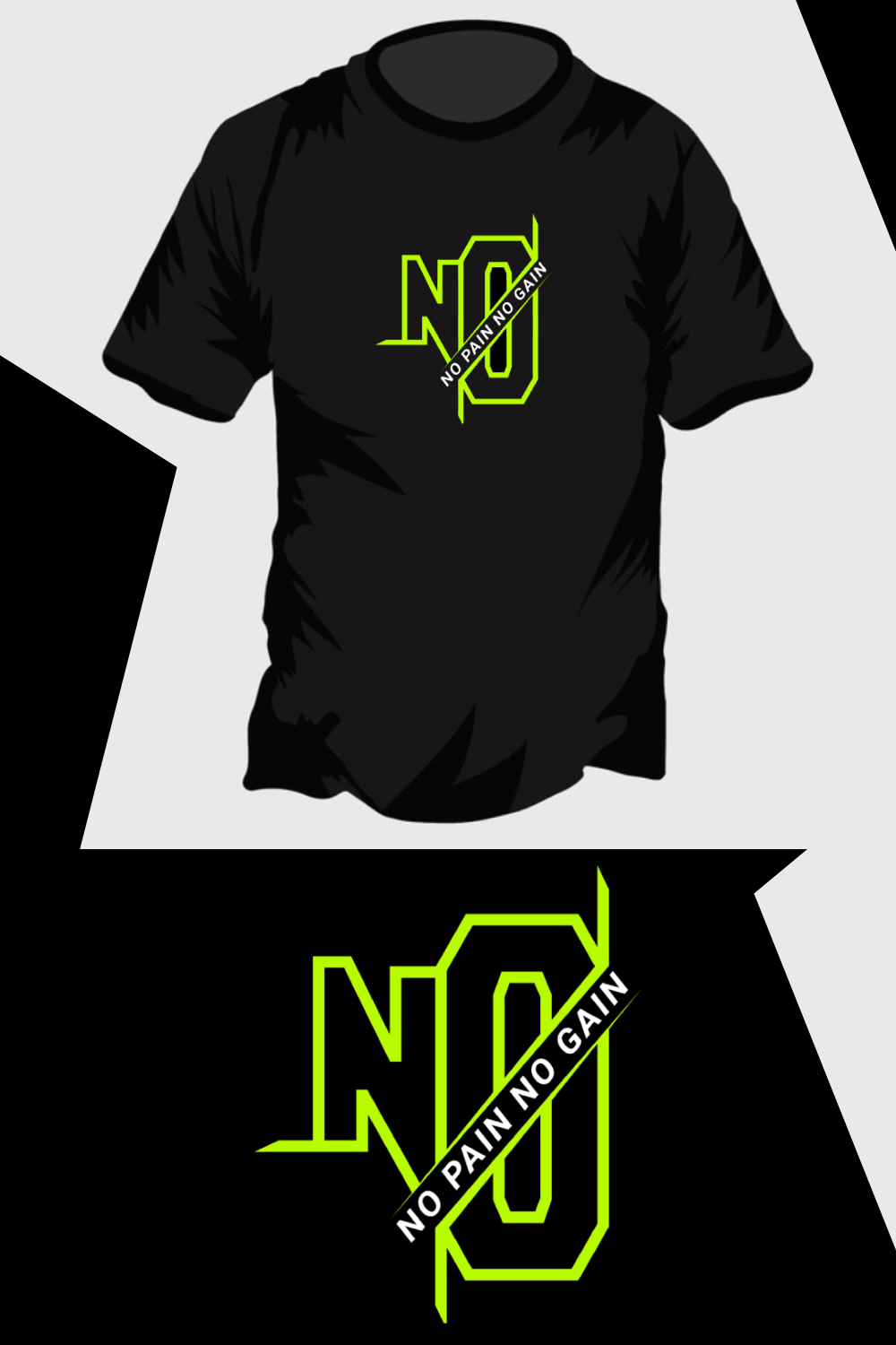 No Pain No Gain T-Shirt Design pinterest preview image.