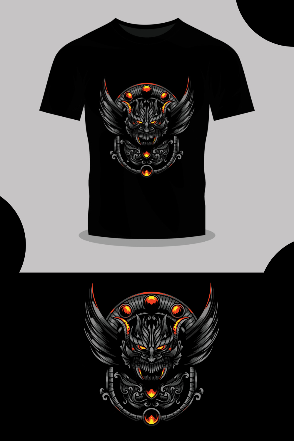 Creepy flying dragon illustration T-Shirt pinterest preview image.