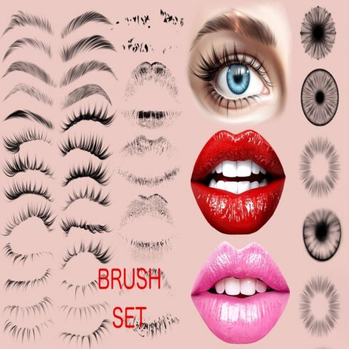 Eyebrows eyelashes pupils highlights 78 brushes cover image.