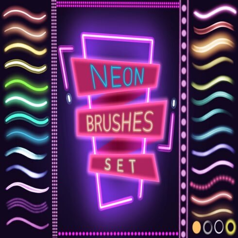 Neon brush procreate 40 brushes cover image.