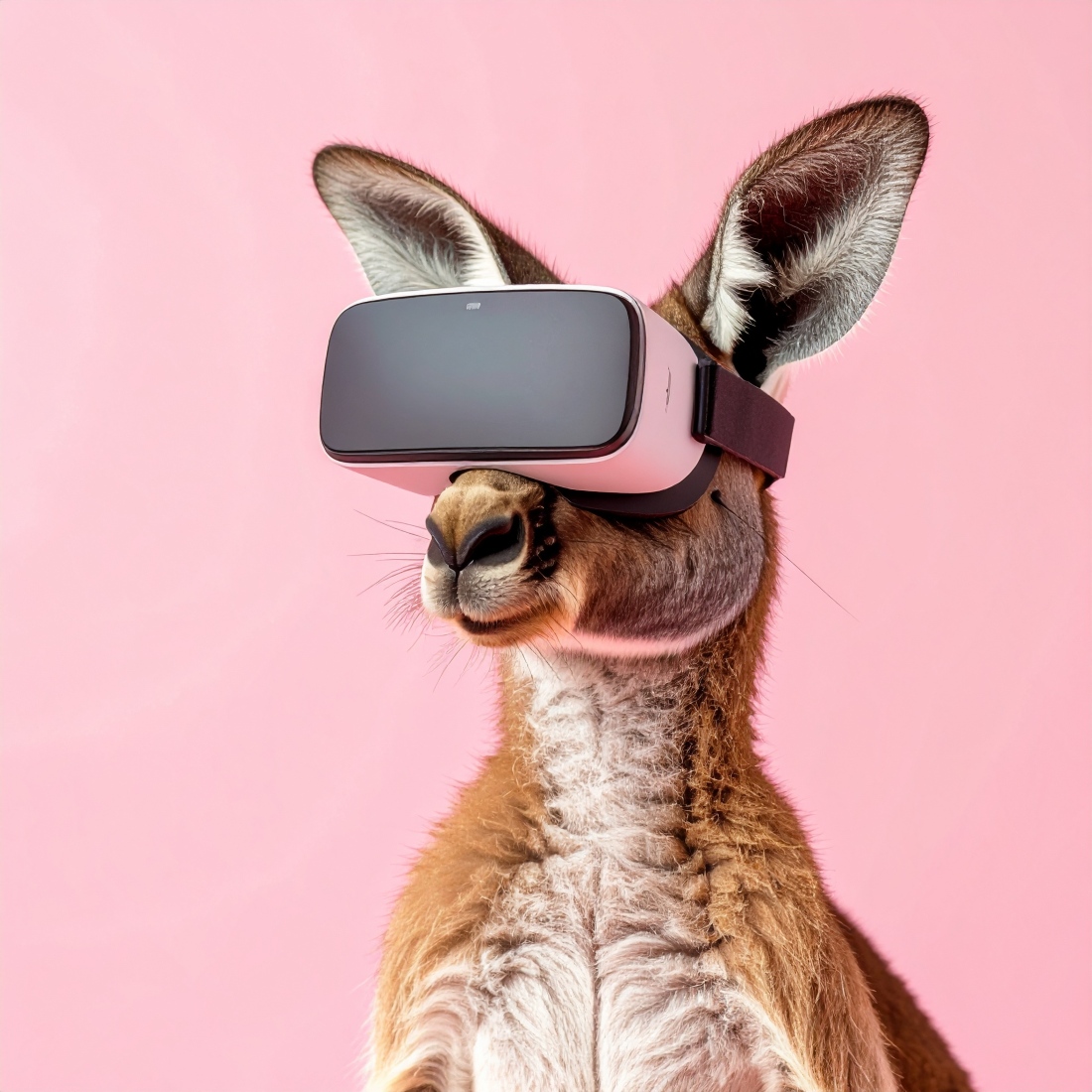 Futuristic Kangaroo with White VR Goggles – Tech-Inspired Digital Illustration preview image.