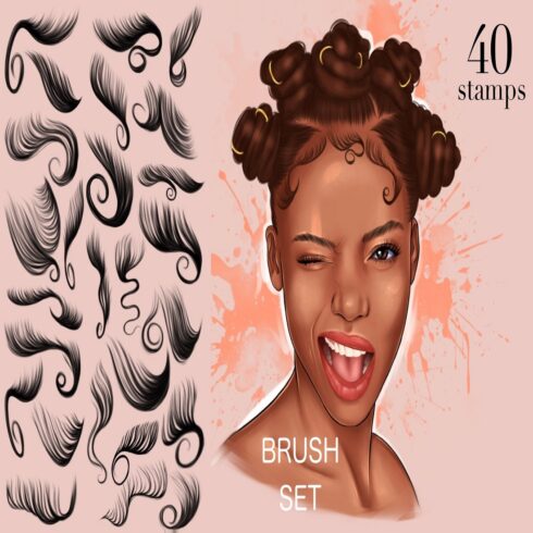 Hair Stamp, 40 Digital Baby Hair, Procreate Hair Brush cover image.