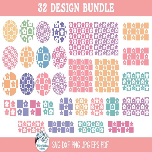 Floral Checkerboard SVG Bundle Spring Flower Patterns cover image.