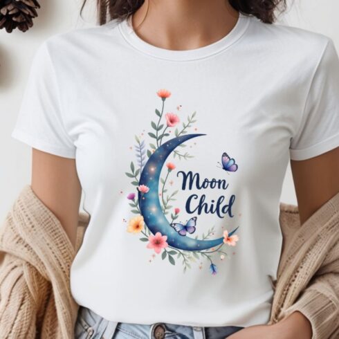 Floral Crescent Moon Butterfly PNG Bundle – Moon Child cover image.