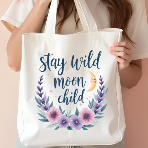 Floral Stay Wild Moon Child Clipart PNG Bundle – cover image.