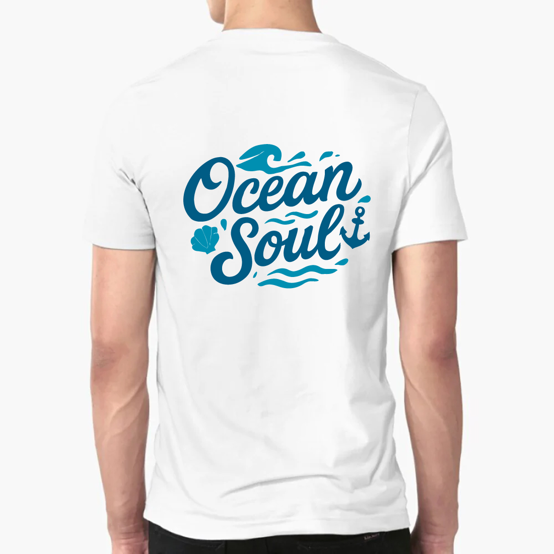 Ocean Soul T-Shirt Nautical Beach Wave Anchor Tee preview image.