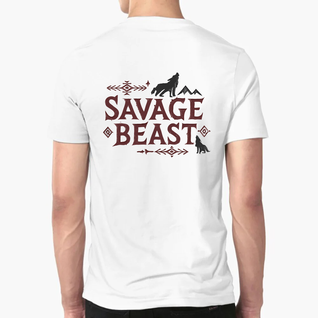 Savage Beast Wolf T-Shirt Tribal Native Design Tee preview image.