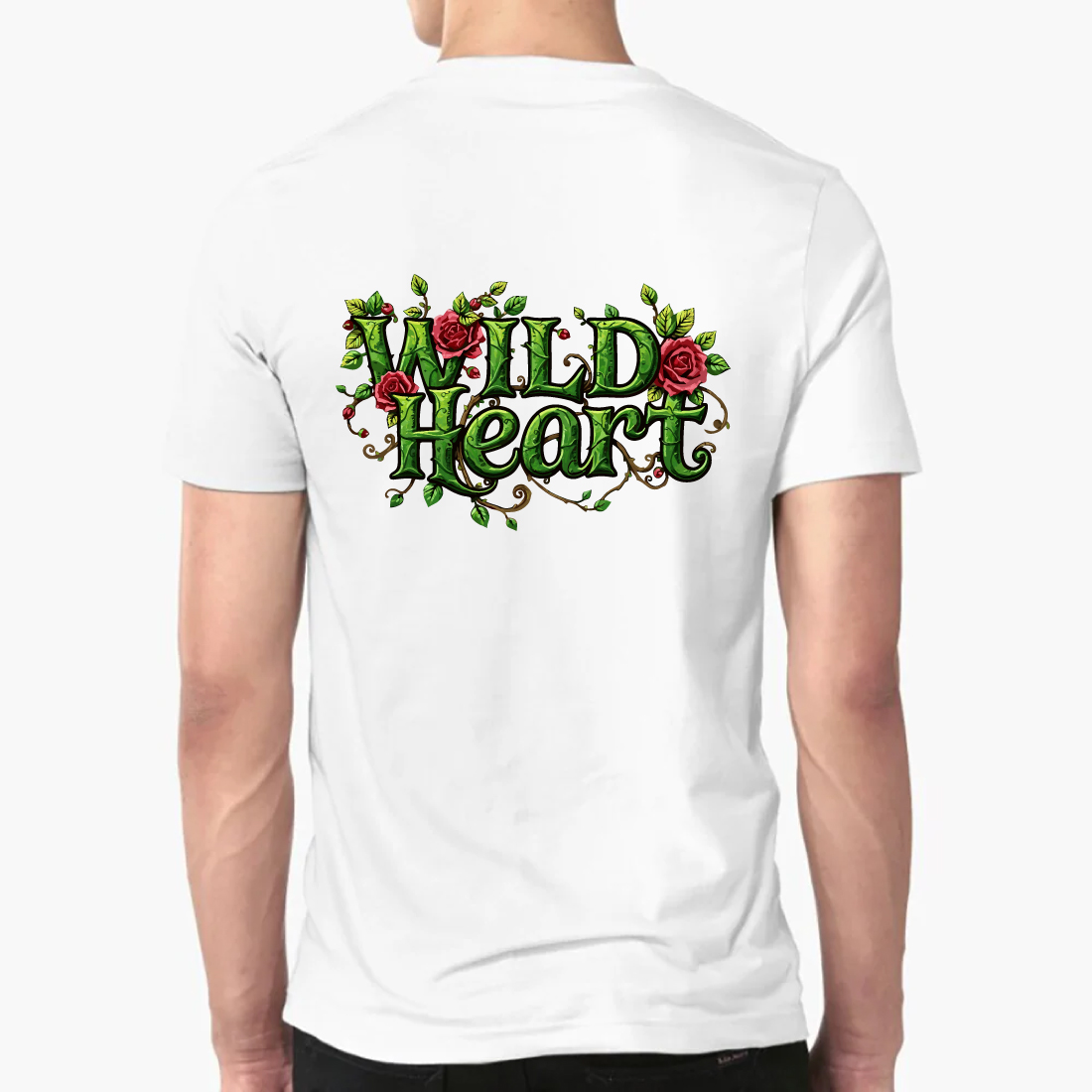 Wild Heart Rose T-Shirt Floral Vine Design Tee preview image.