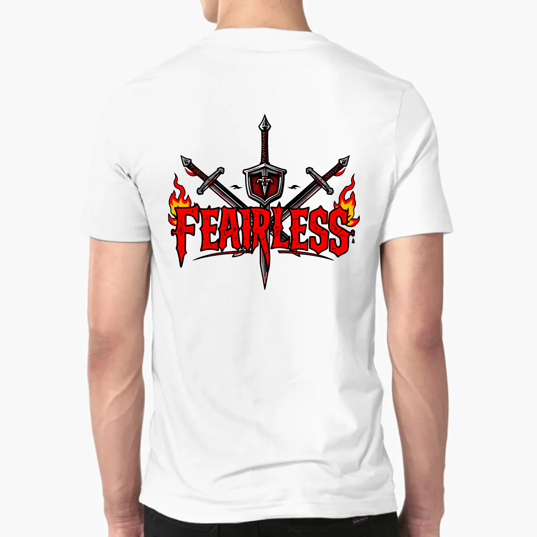 Fearless Warrior T-Shirt Medieval Sword Shield Tee preview image.
