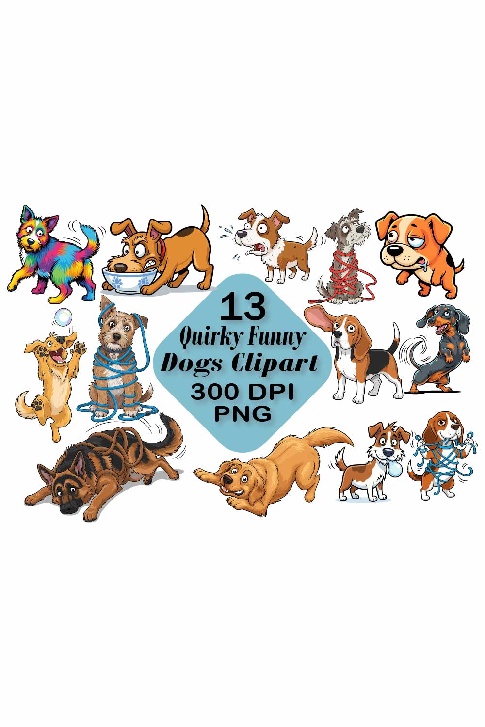 Quirky Funny Dogs Clipart pinterest preview image.