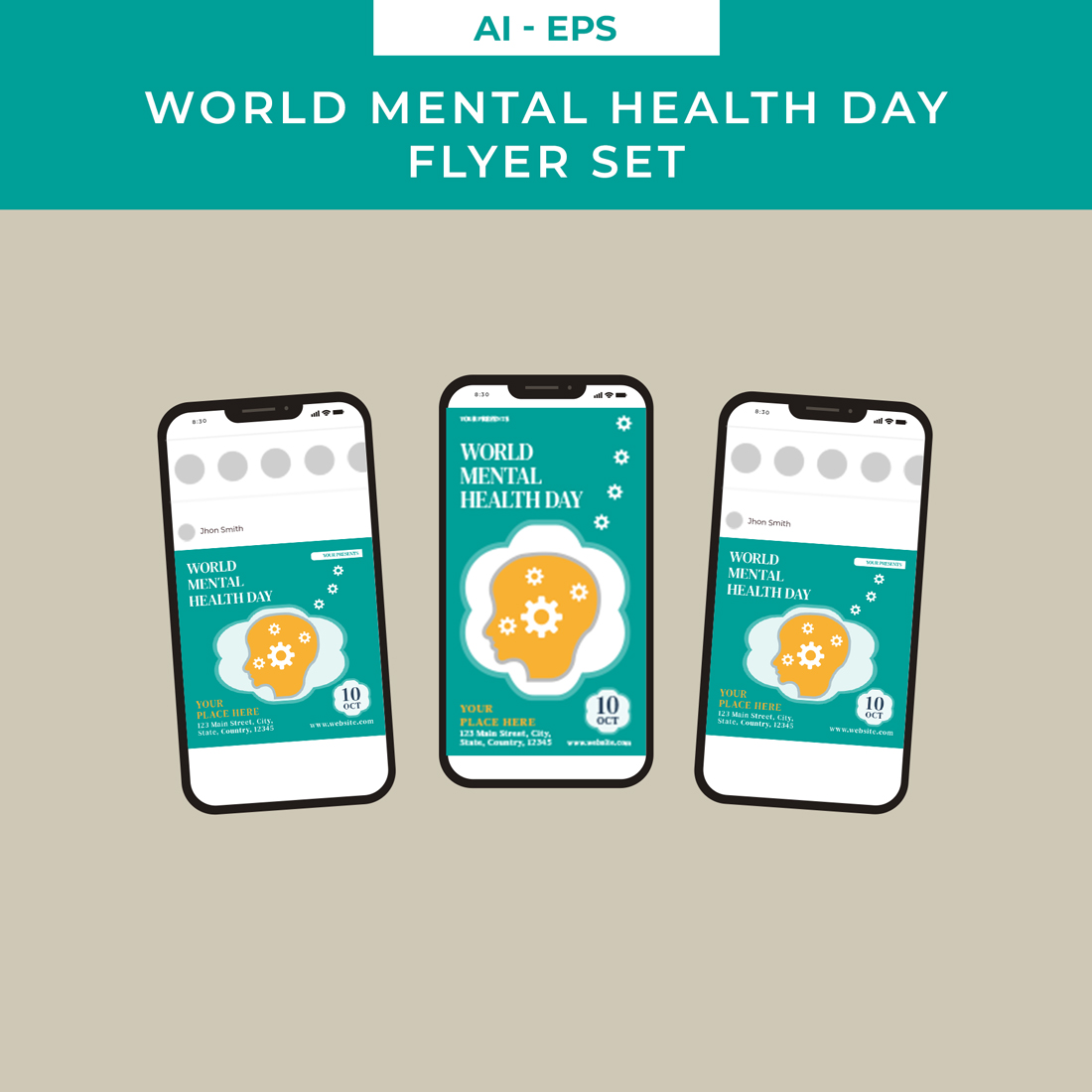 World Mental Health Day Flyer Set Design preview image.