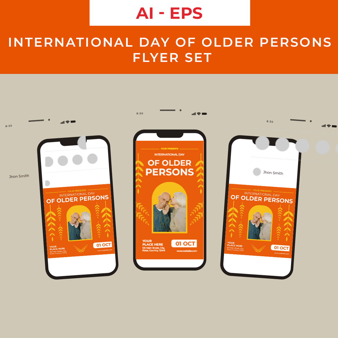 International Day of Older Persons Flyer Set Design preview image.