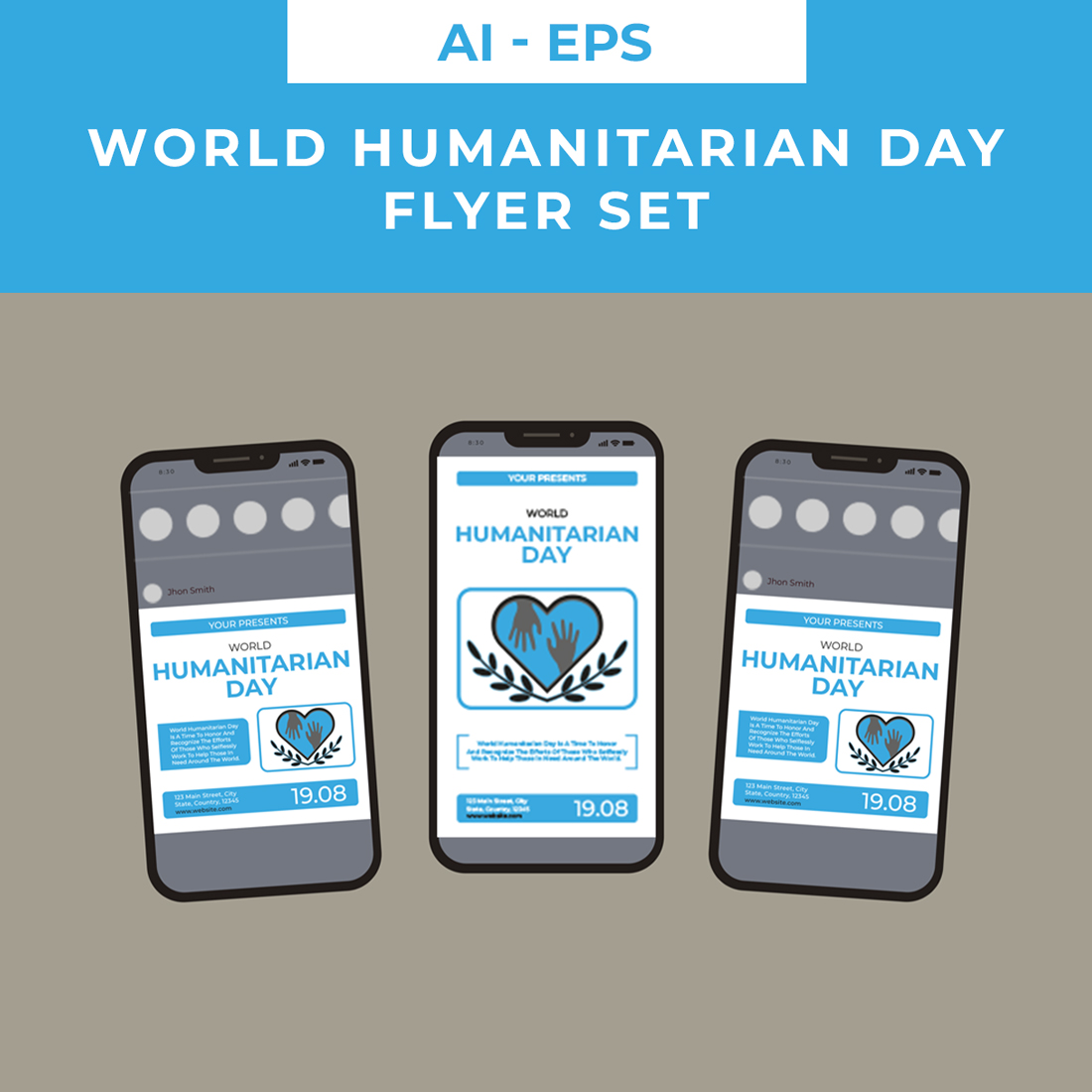 World Humanitarian Day Flyer Set preview image.