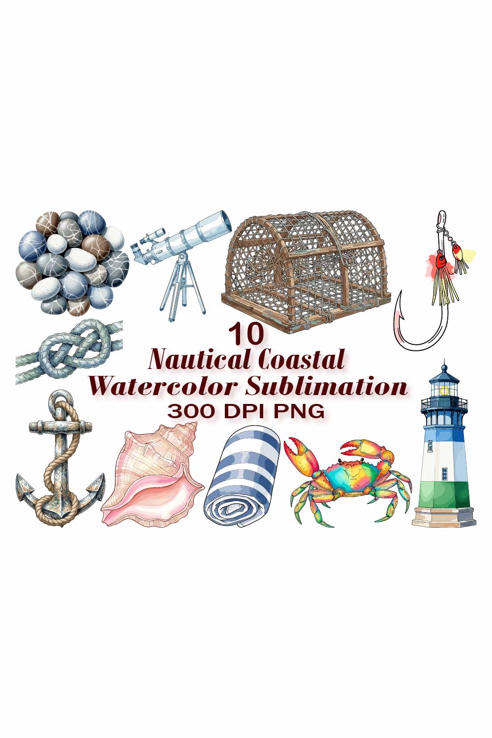 Oceanic Treasures Watercolor Sublimation pinterest preview image.