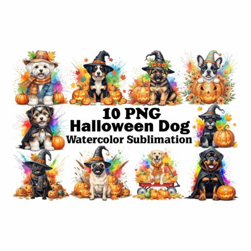 Halloween Dog Watercolor Sublimation cover image.