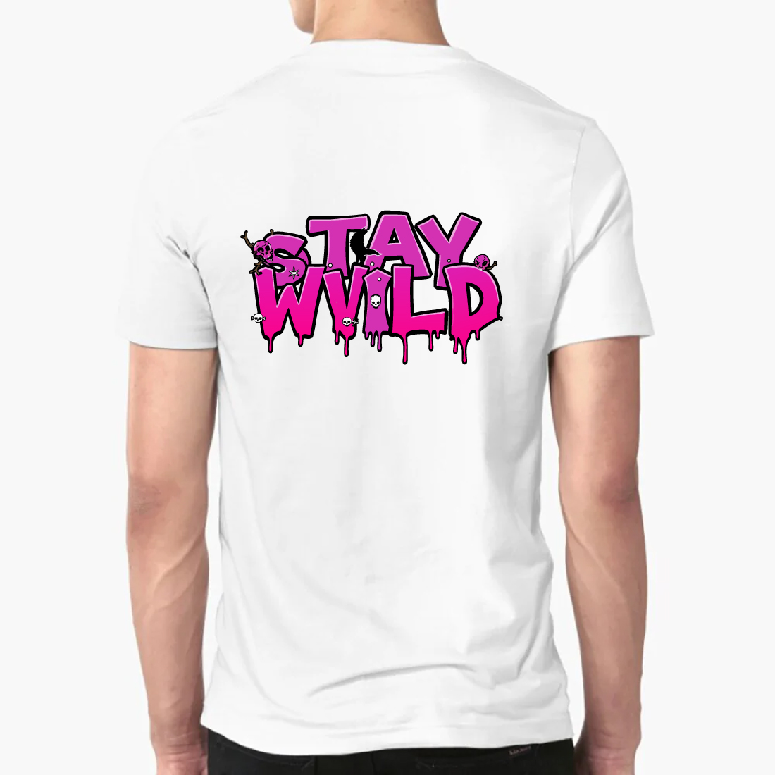 Stay Wild Pink Dripping Graffiti Street Art T-Shirt preview image.