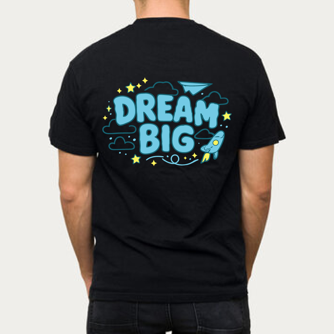 Dream Big T-Shirt Motivational Space Stars Design preview image.