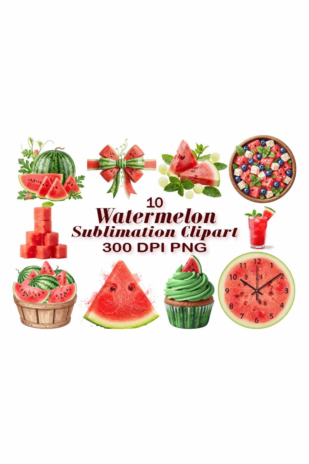 Watermelon Sublimation Clipart pinterest preview image.
