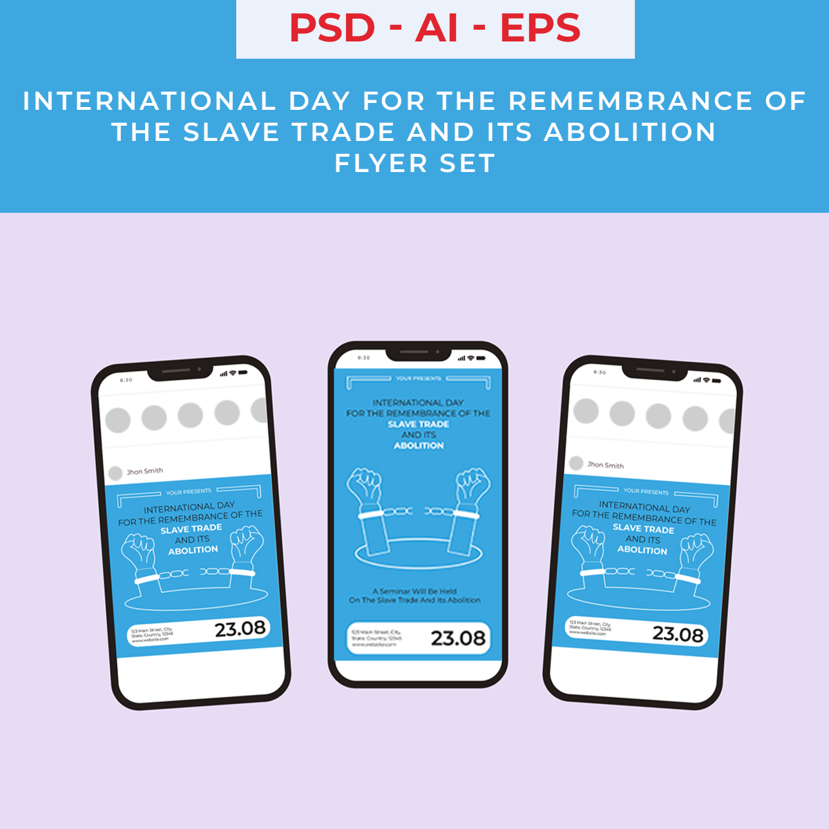 International Day for the Remembrance of the Slave Trade and its Abolition Flyer Set preview image.