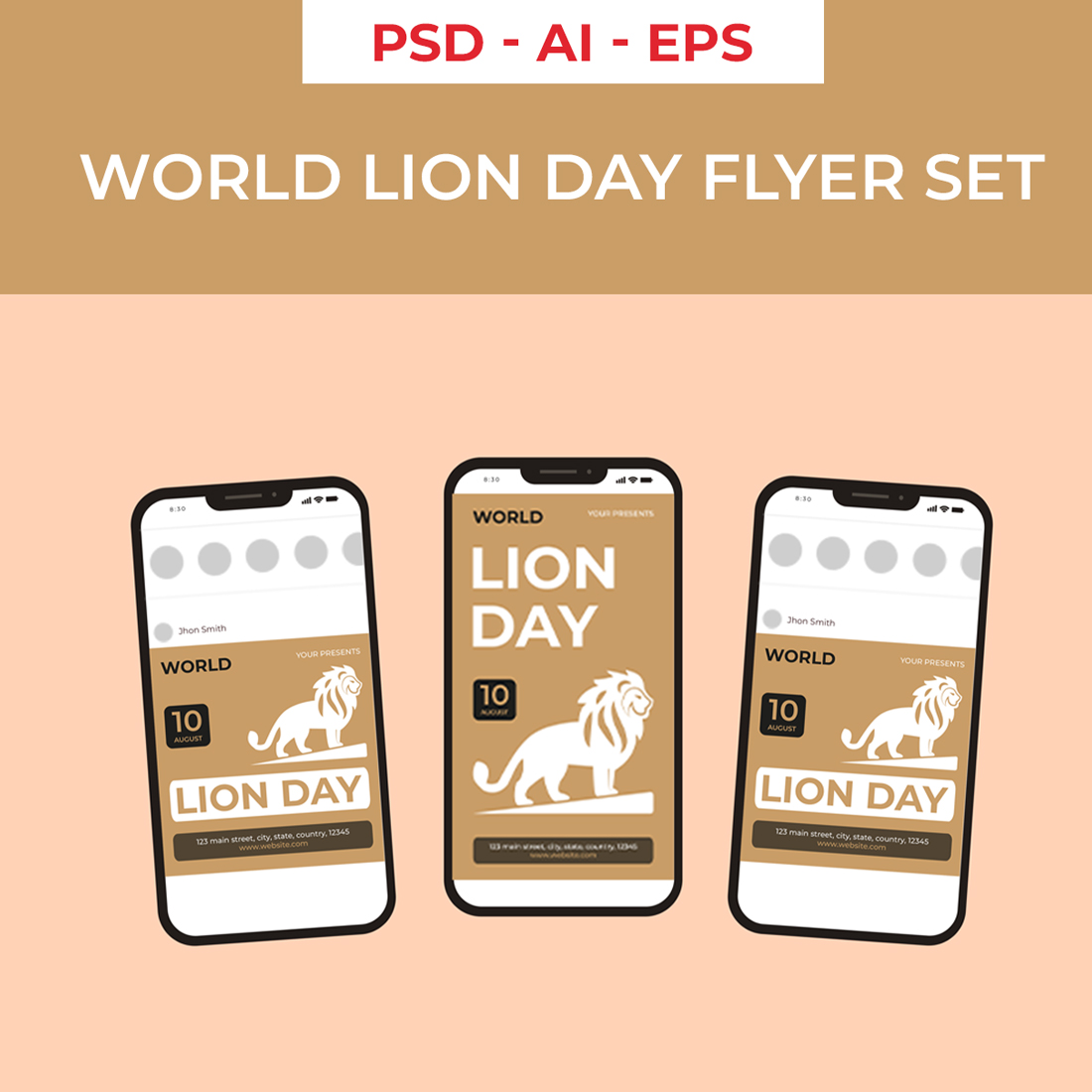 World Lion Day Flyer Set preview image.