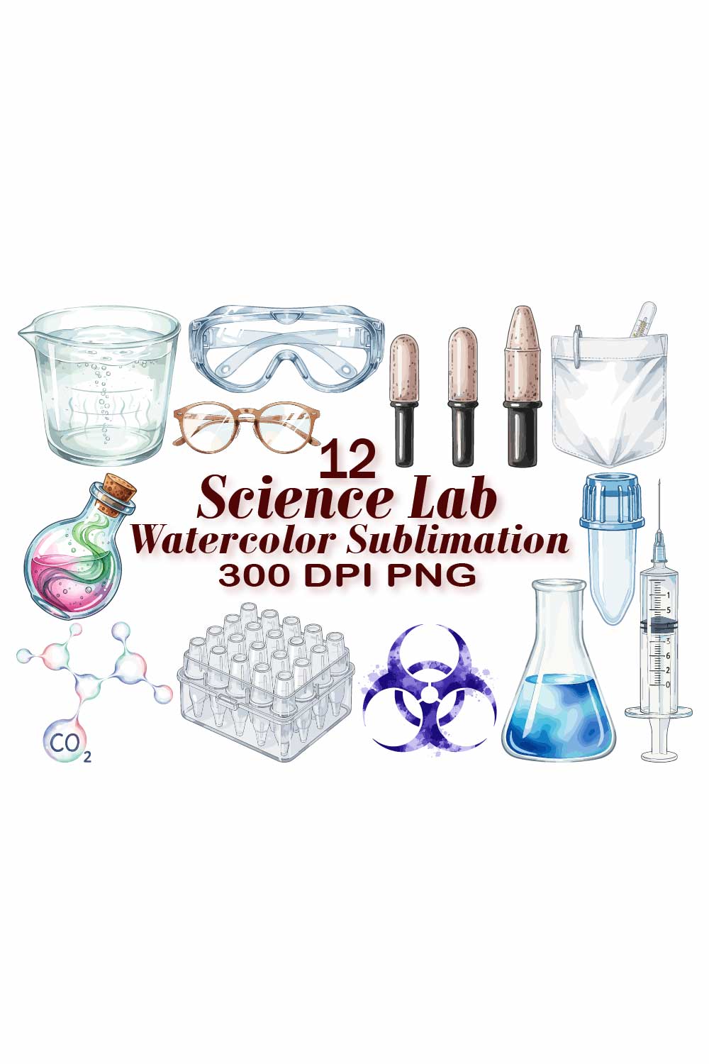 Science Lab Tools Sublimation pinterest preview image.