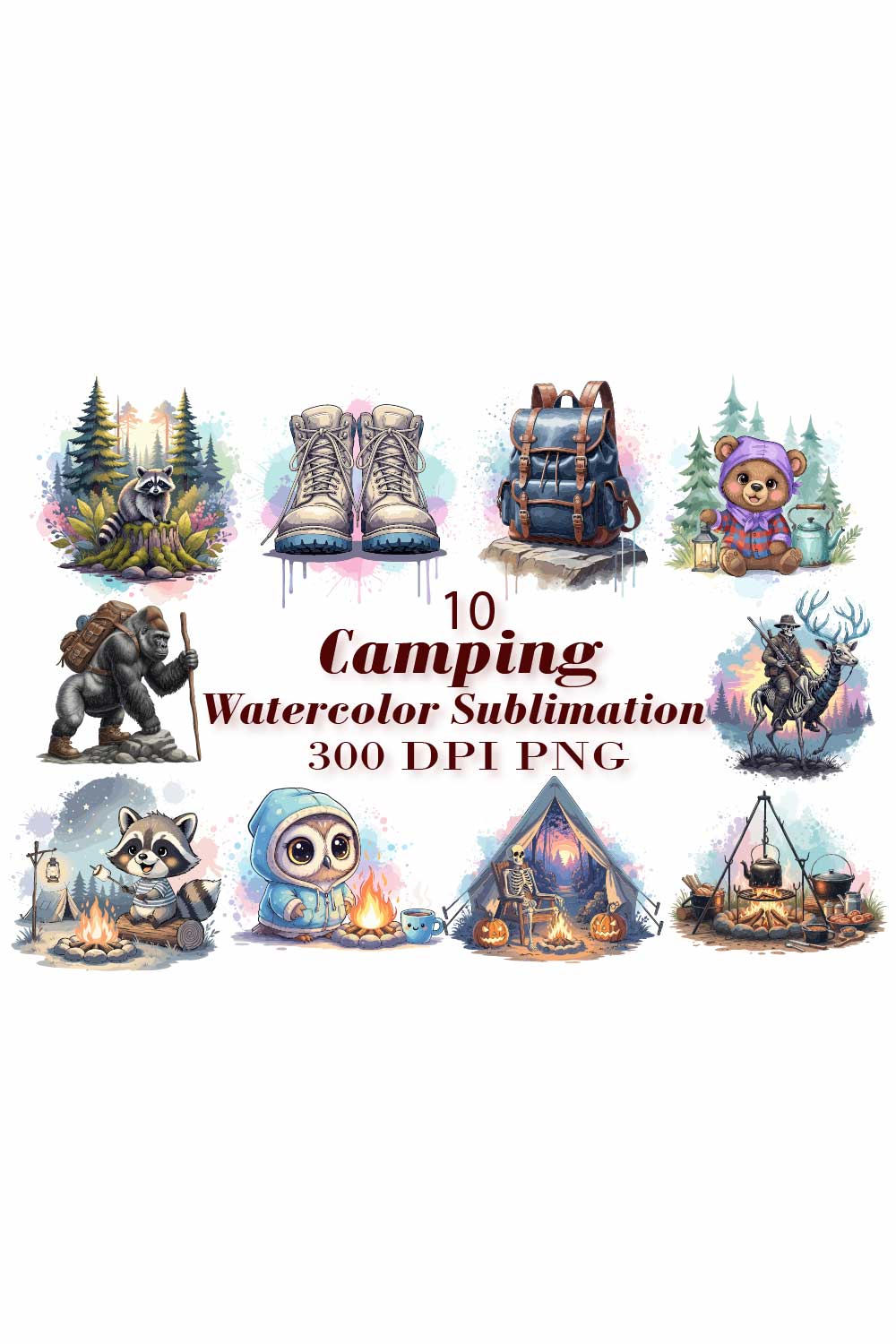 Watercolor Sublimation Wild Camp pinterest preview image.