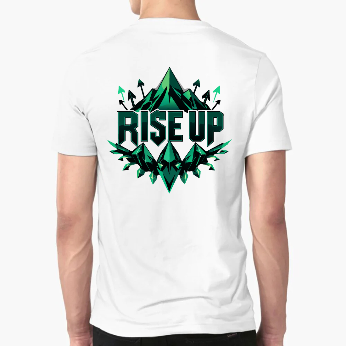 Rise Up Mountain Geometric T-Shirt Motivational Tee preview image.