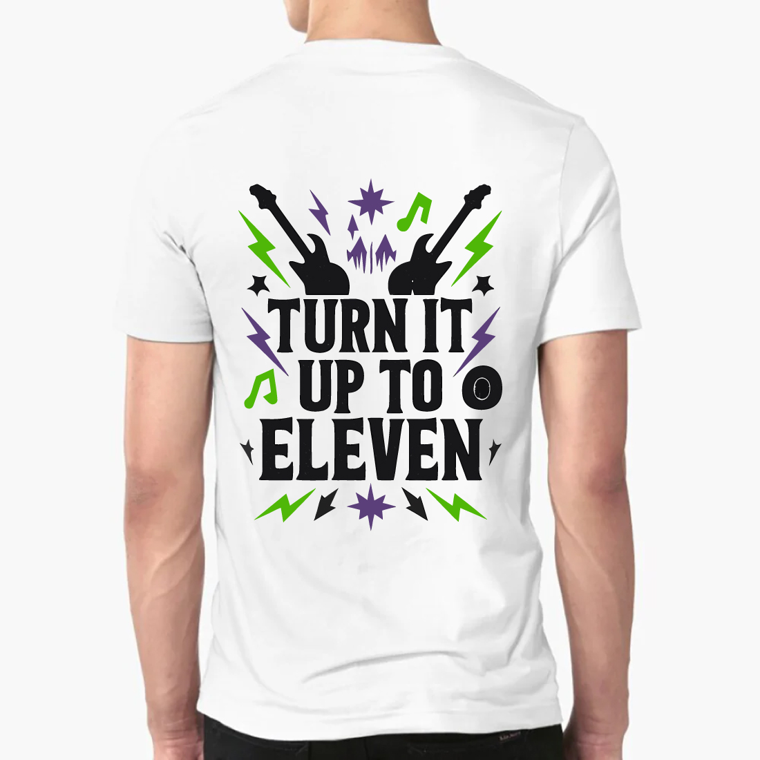 Turn It Up to Eleven Rock Music T-Shirt Design preview image.