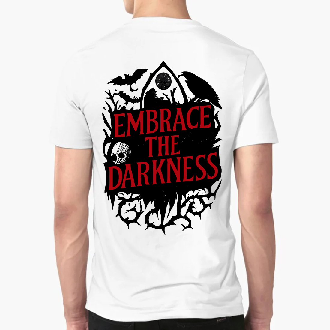 Embrace The Darkness Gothic Raven Eye T-Shirt preview image.