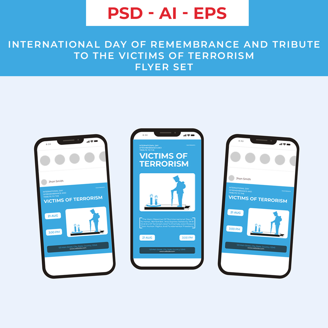 International Day of Remembrance and Tribute to the Victims of Terrorism Flyer Set preview image.