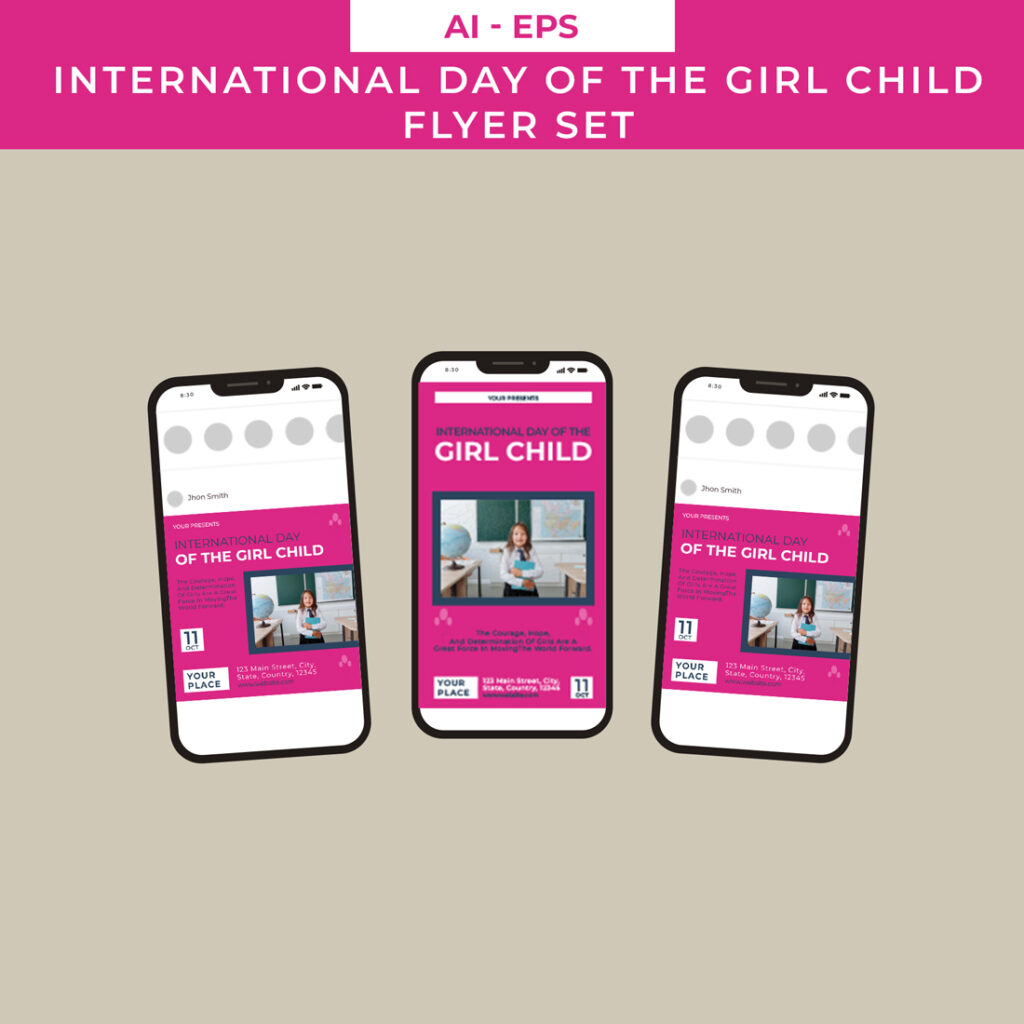 International Day of the Girl Child Flyer Set Design - MasterBundles