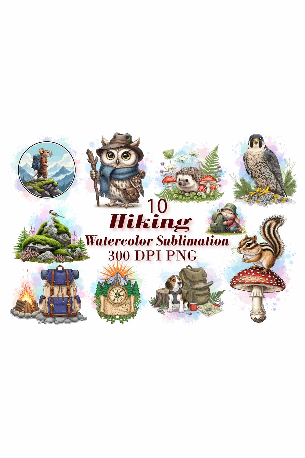 Forest Friends Watercolor Sublimation pinterest preview image.
