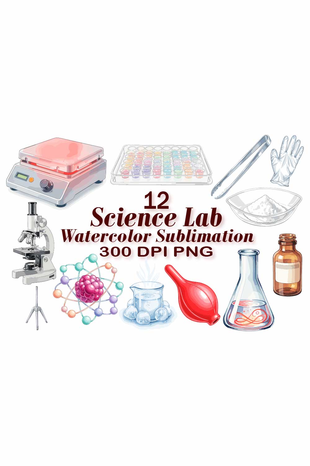 Science Lab Watercolor Designs pinterest preview image.