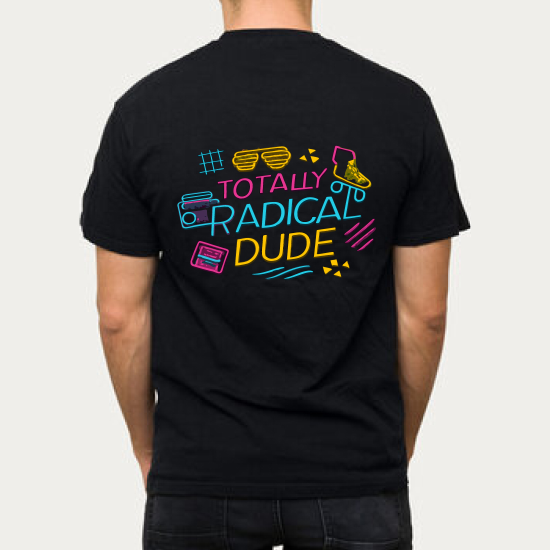 Totally Radical Dude 80s Retro Vintage T-Shirt preview image.
