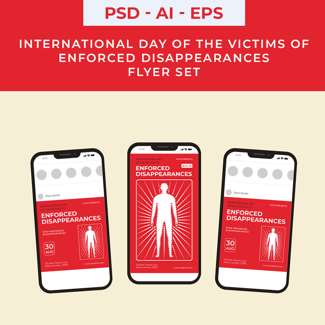 International Day of the Victims of Enforced Disappearances Flyer Set preview image.