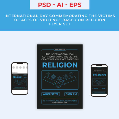 International Day Commemorating the Victims of Acts of Violence Based on Religion Flyer Set cover image.